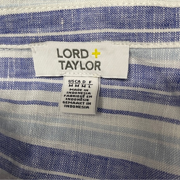 Lord & Taylor Linen Striped Button-Front Shirt Dress Pockets-NWT - Picture 5 of 8